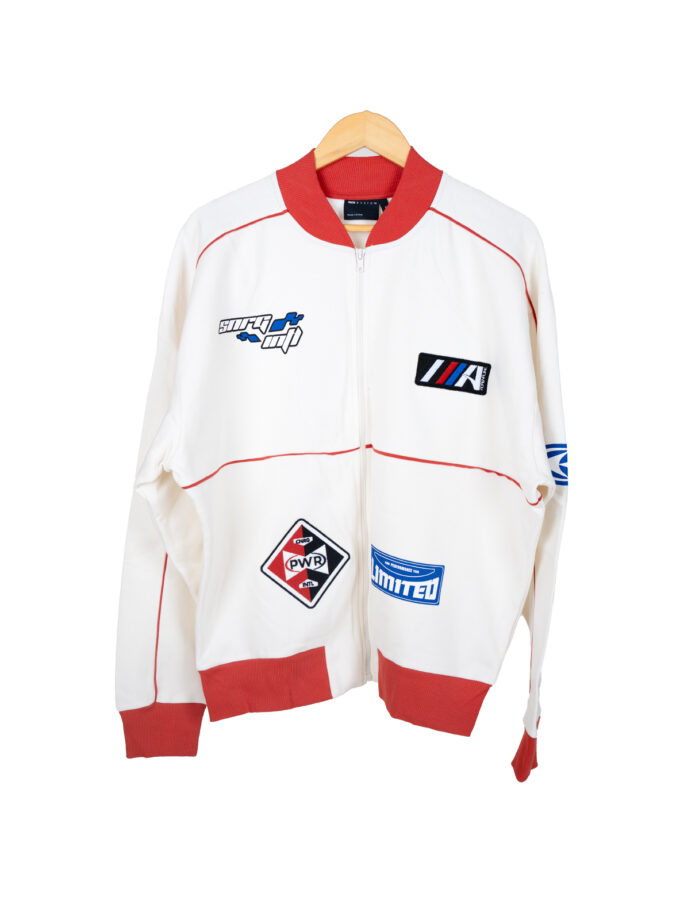ASOS DESIGN oversized jersey track jacket in off white