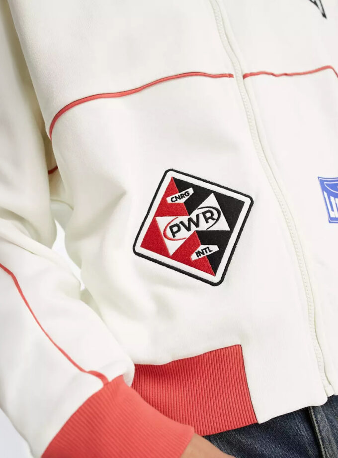 ASOS DESIGN oversized jersey track jacket in off white