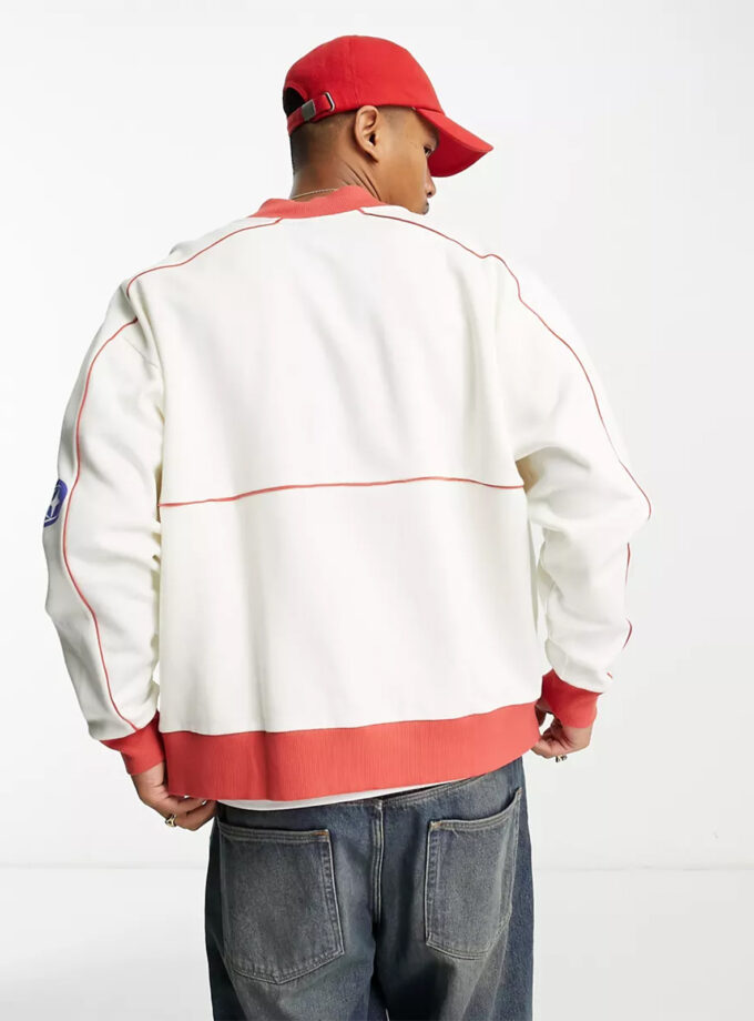ASOS DESIGN oversized jersey track jacket in off white