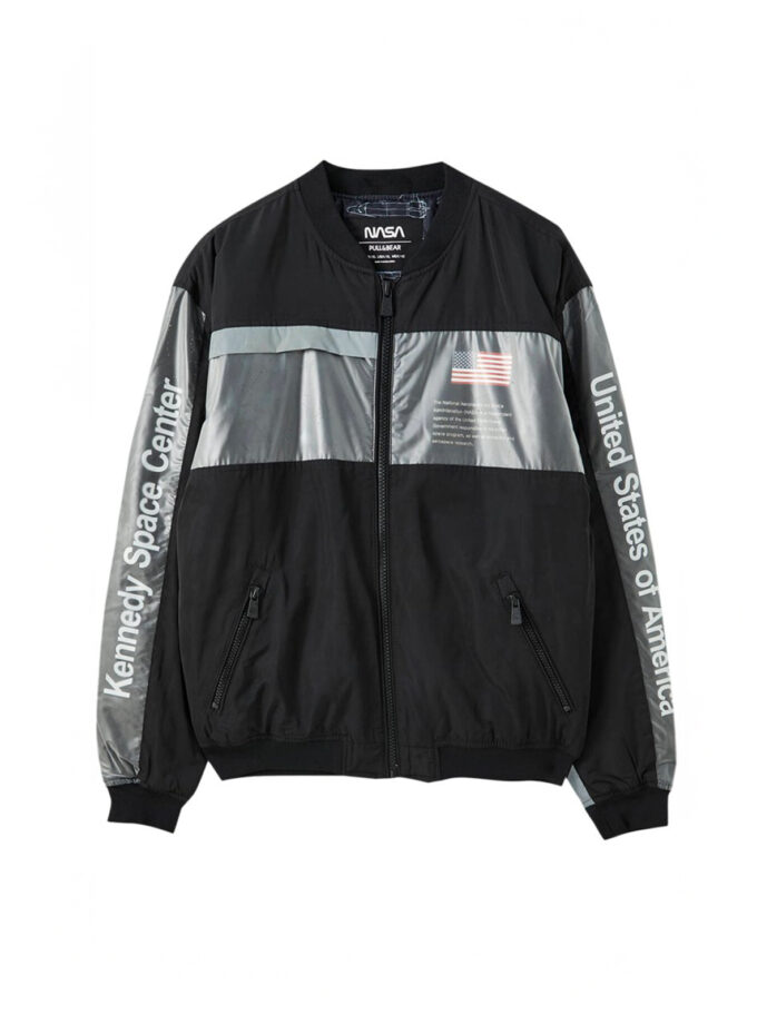Original Pull&bear x Nasa Bomber Jacket in Black