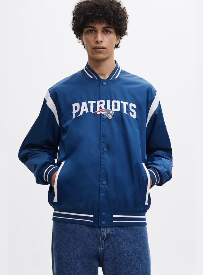 Pull&Bear x NFL Patriots Varsity Jacket – Dark Blue