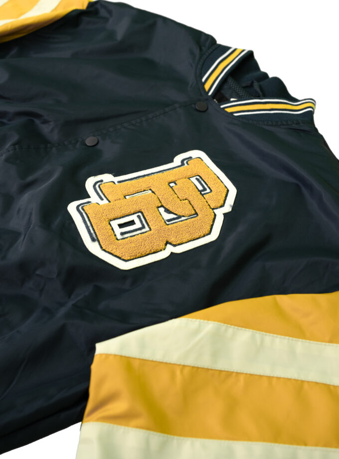 Pull&Bear Colorblock Varsity Jacket – Navy & Yellow