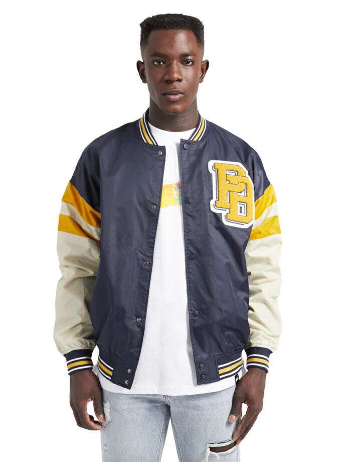 Pull&Bear Colorblock Varsity Jacket – Navy & Yellow