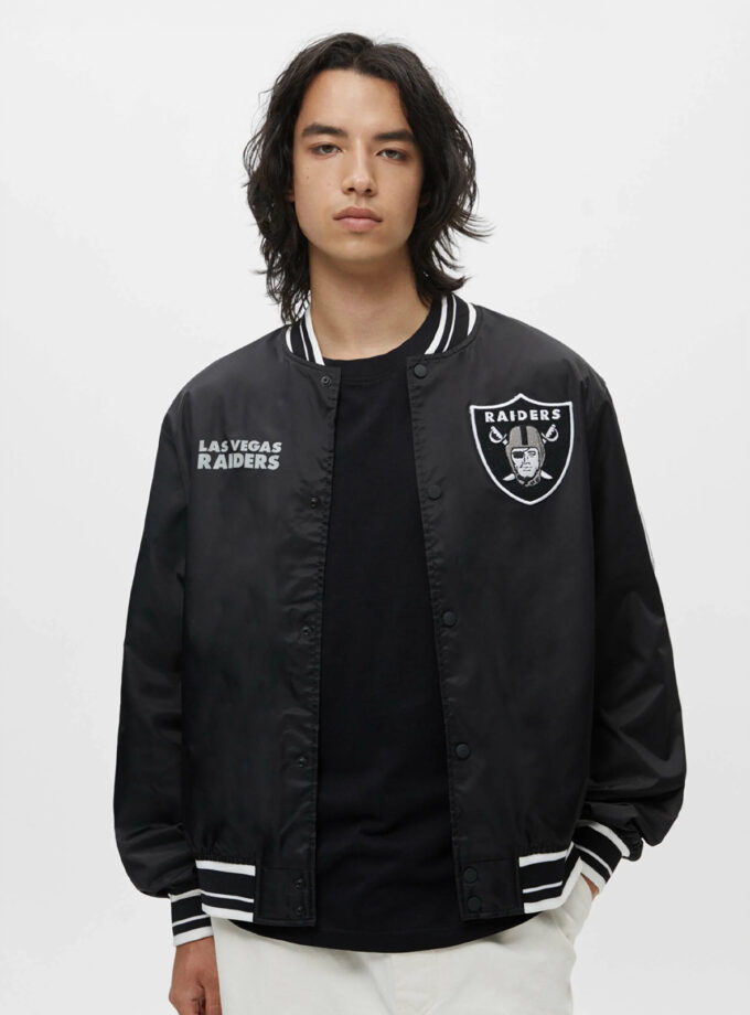 Pull&Bear x NFL Raiders Bomber Jacket – Black