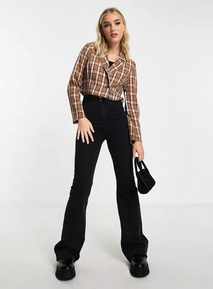 Vero Moda Cropped Plaid Blazer – Autumn Check