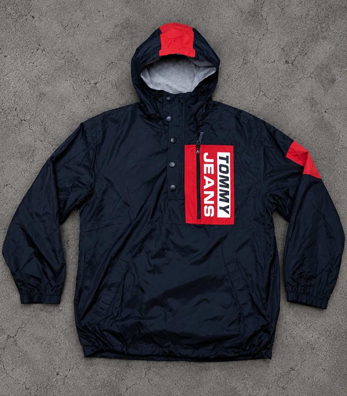 Tommy Jeans 90s anorak windbreaker navy and red