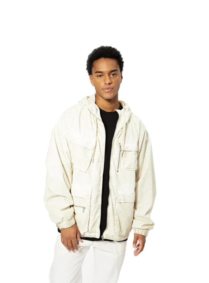 Bershka – Lightweight Hooded Utility Jacket Ecru