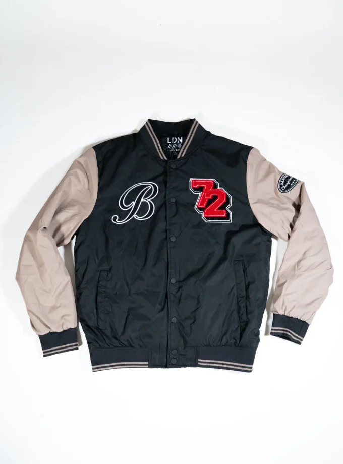 Brave Soul – Black & Beige Varsity Bomber Jacket