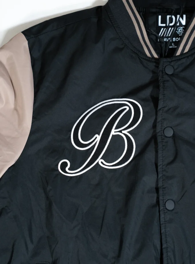 Brave Soul – Black & Beige Varsity Bomber Jacket