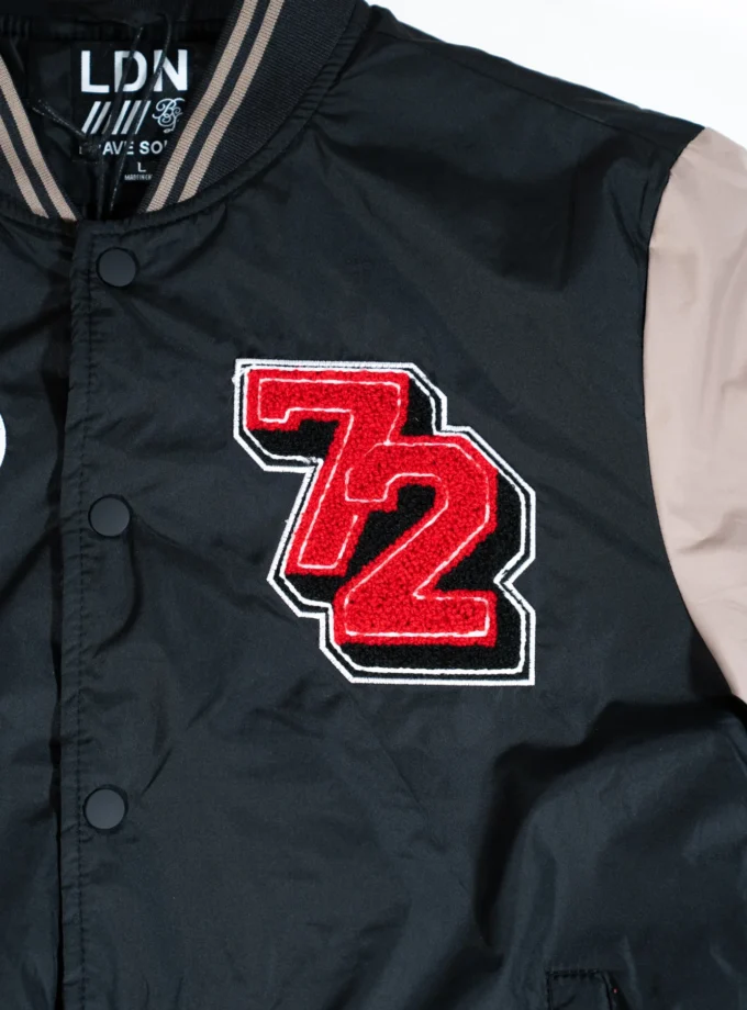 Brave Soul – Black & Beige Varsity Bomber Jacket