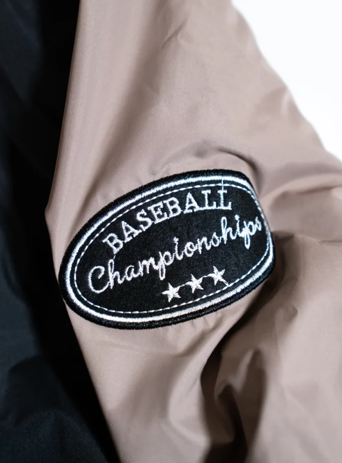 Brave Soul – Black & Beige Varsity Bomber Jacket