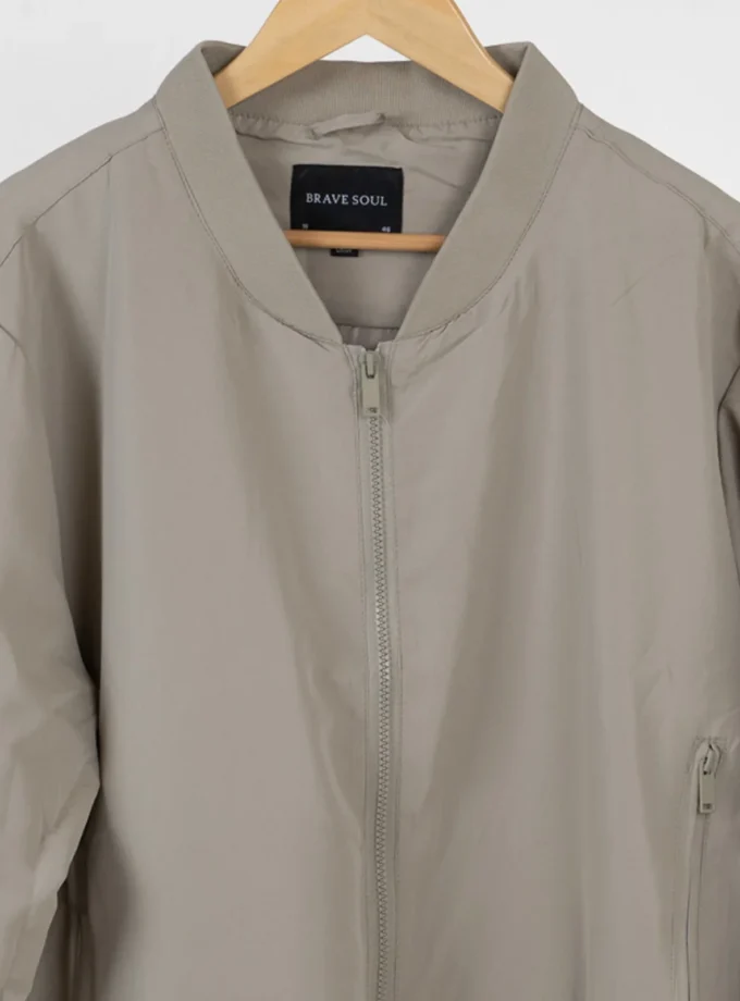 Brave Soul – Beige Lightweight Bomber Jacket
