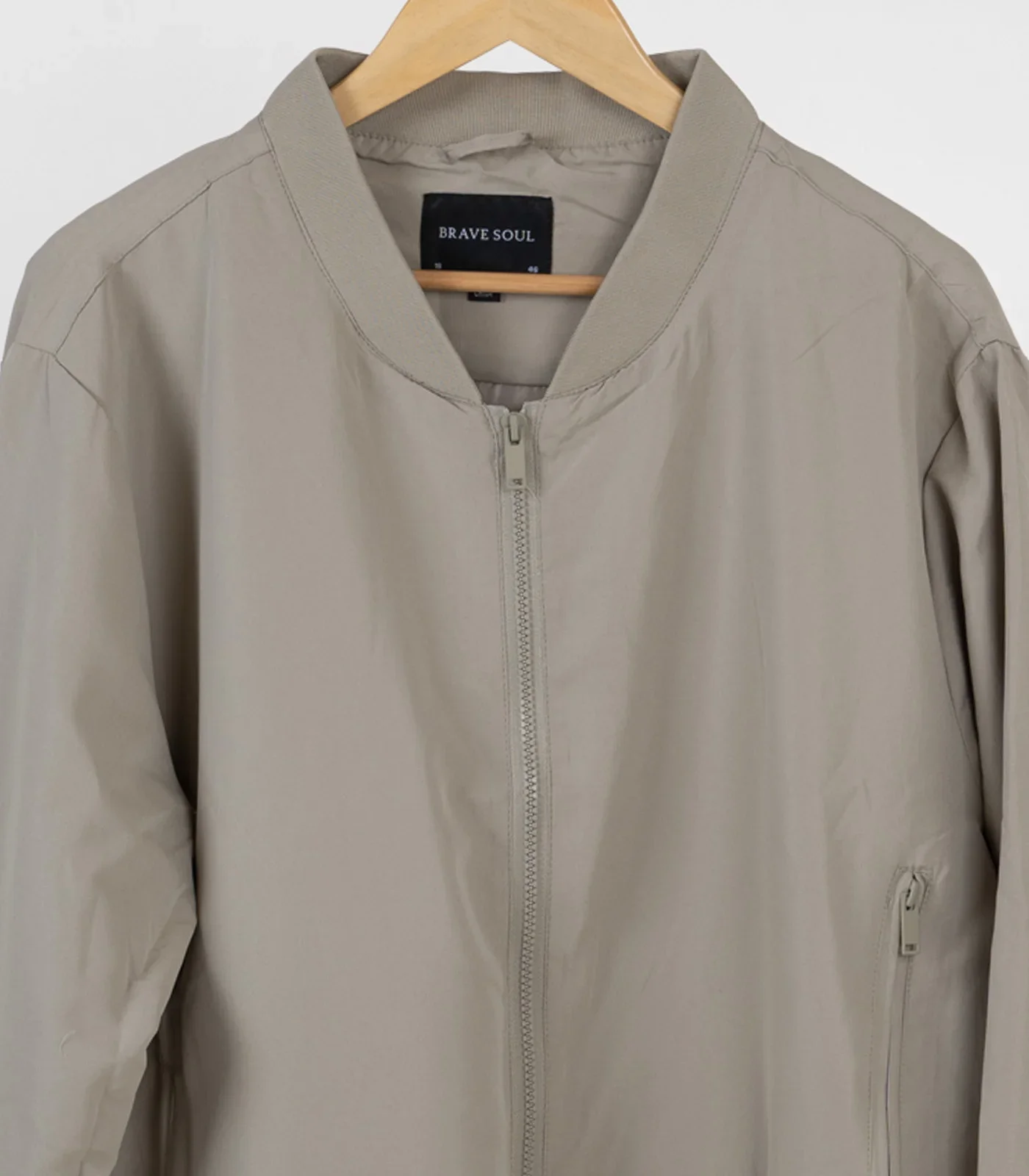 Brave Soul – Beige Lightweight Bomber Jacket - Image 4