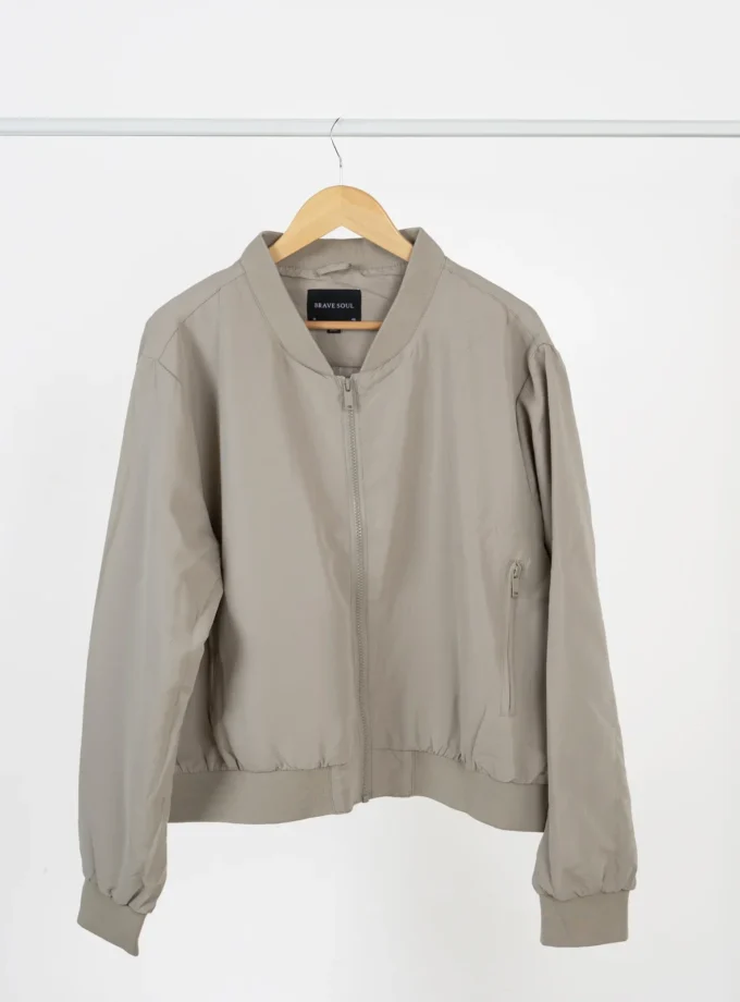 Brave Soul – Beige Lightweight Bomber Jacket