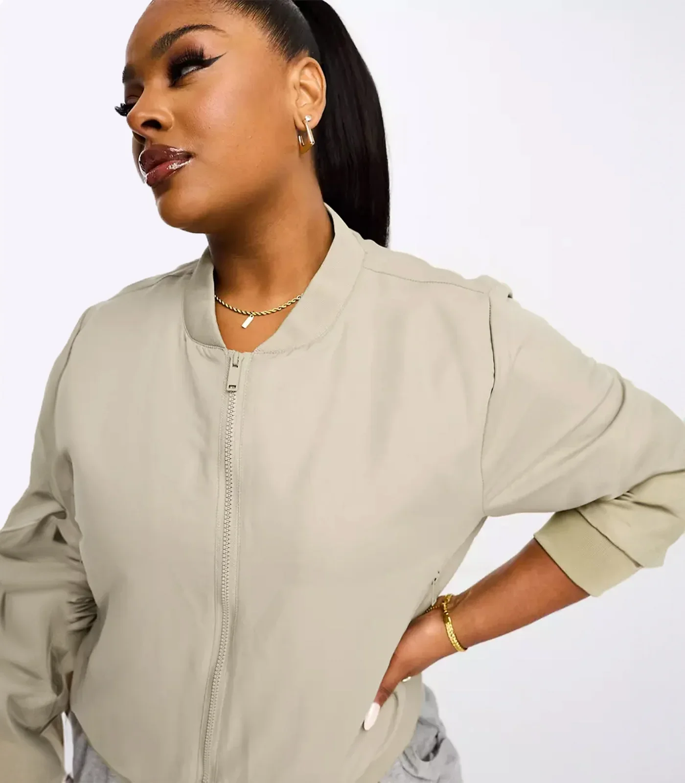 Brave Soul – Beige Lightweight Bomber Jacket - Image 7
