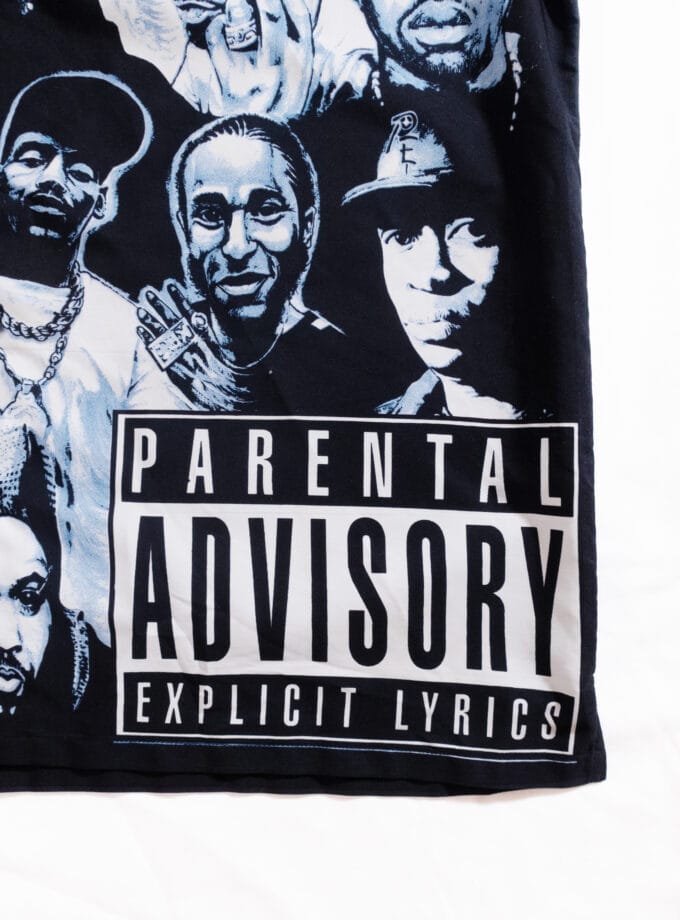 Hip-Hop Legends Graphic Button-Up Shirt – Black