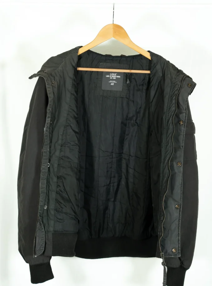 H&M L.O.G.G. – Black Hooded Bomber Jacket