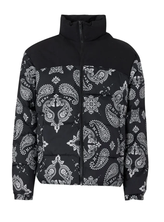 Jack & Jones JJMOON Hood Puffer black white paisley size XL