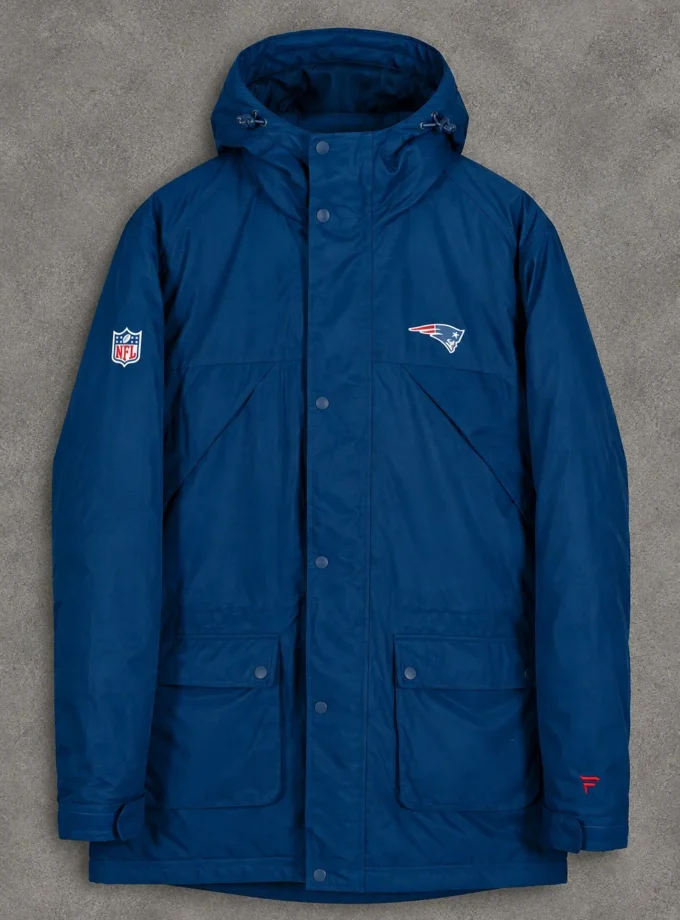 NFL New England Patriots navy blue long winter jacket size XL