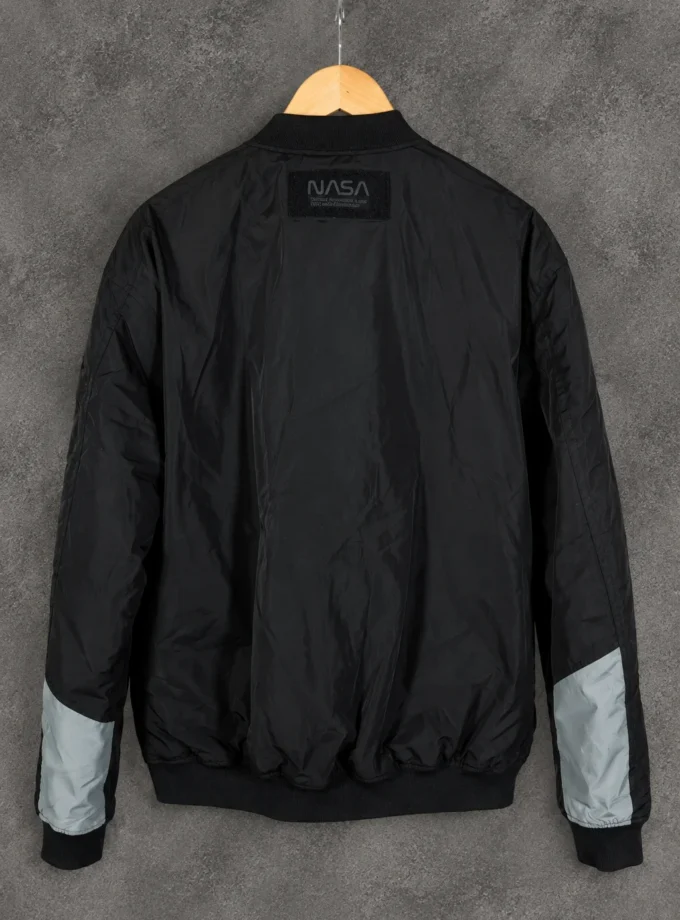 Pull&Bear NASA – Black & Grey Graphic Bomber Jacket
