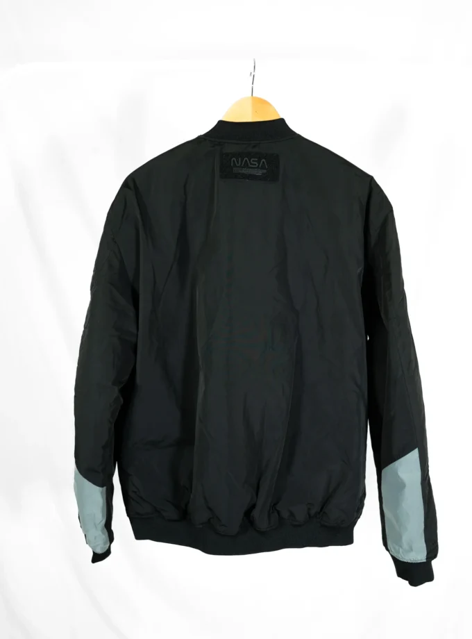 Pull&Bear NASA – Black & Grey Graphic Bomber Jacket