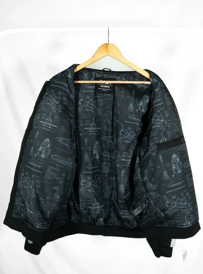 Pull&Bear NASA – Black & Grey Graphic Bomber Jacket