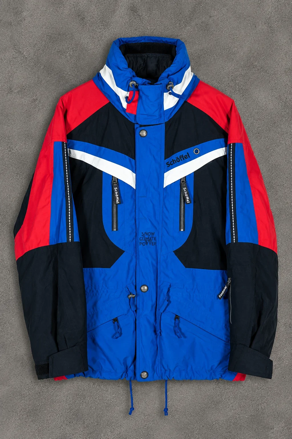 Schöffel Snow Power Gore-Tex blue red black ski jacket size XL