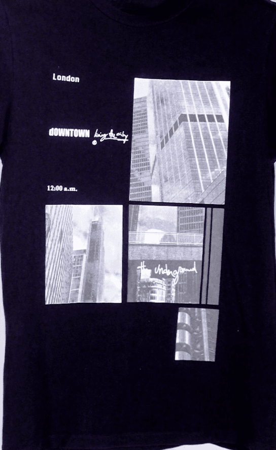 Bershka London Downtown Graphic T-Shirt – Black