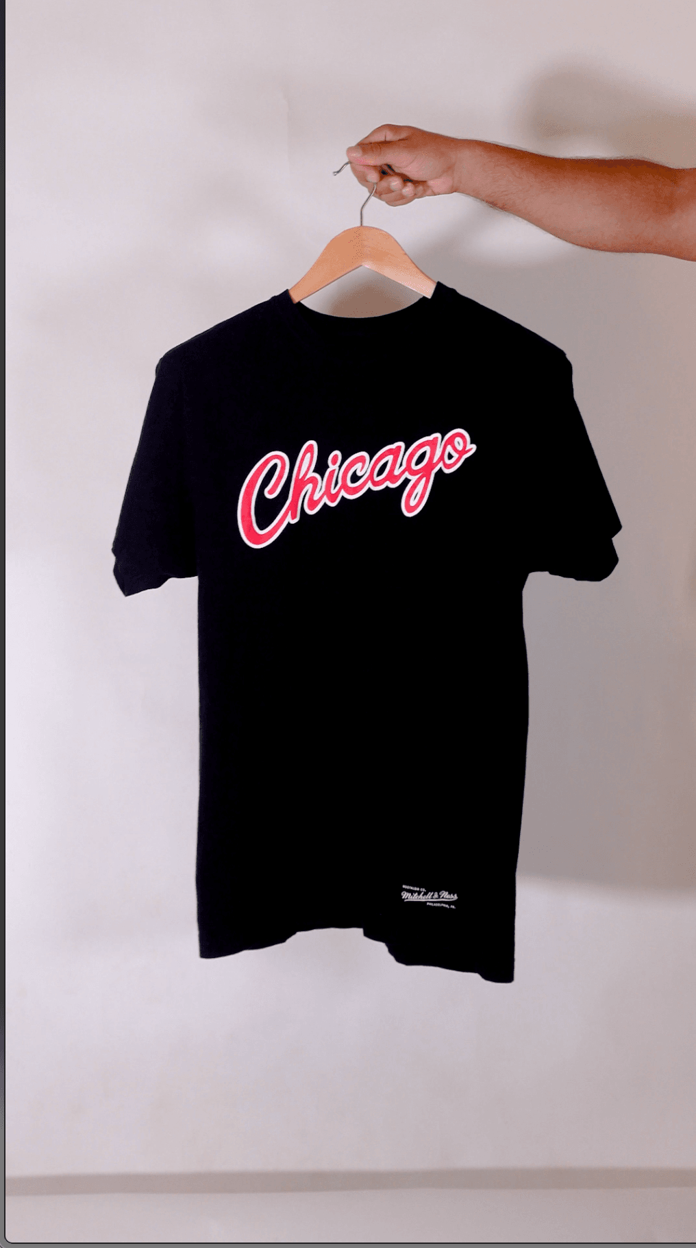 Mitchell & Ness Chicago Script T-Shirt – Black - Image 4