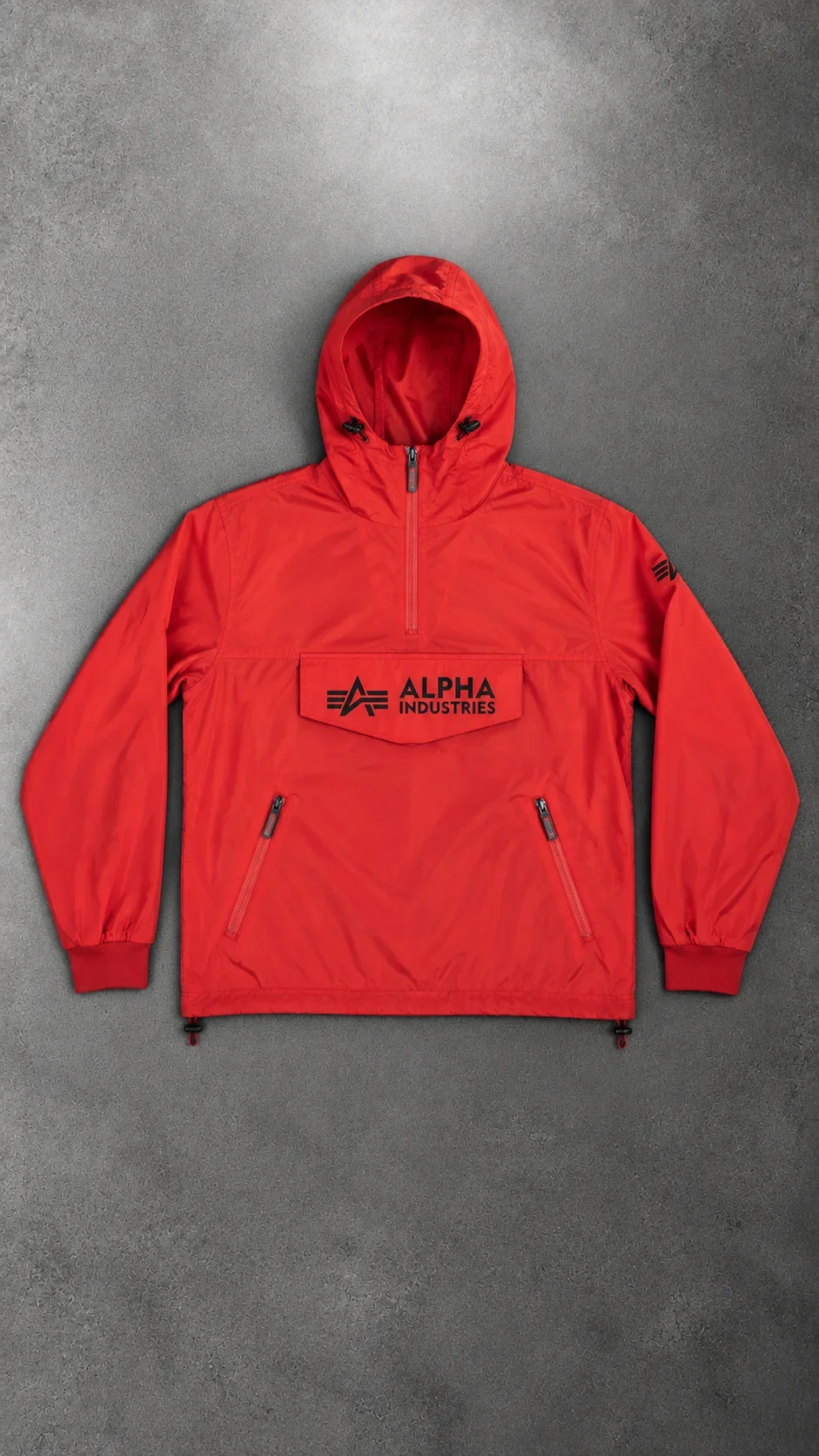 Alpha Industries red hooded anorak jacket size L XL