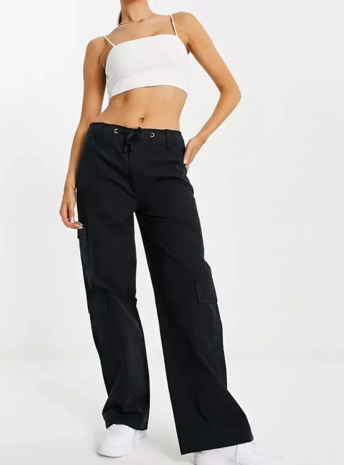 ASOS black wide leg cargo trousers