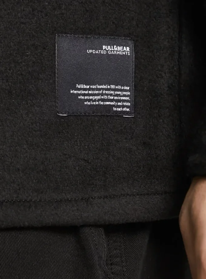 Pull&Bear – Heavyweight Overshirt Jacket Black – ASOS Exclusive