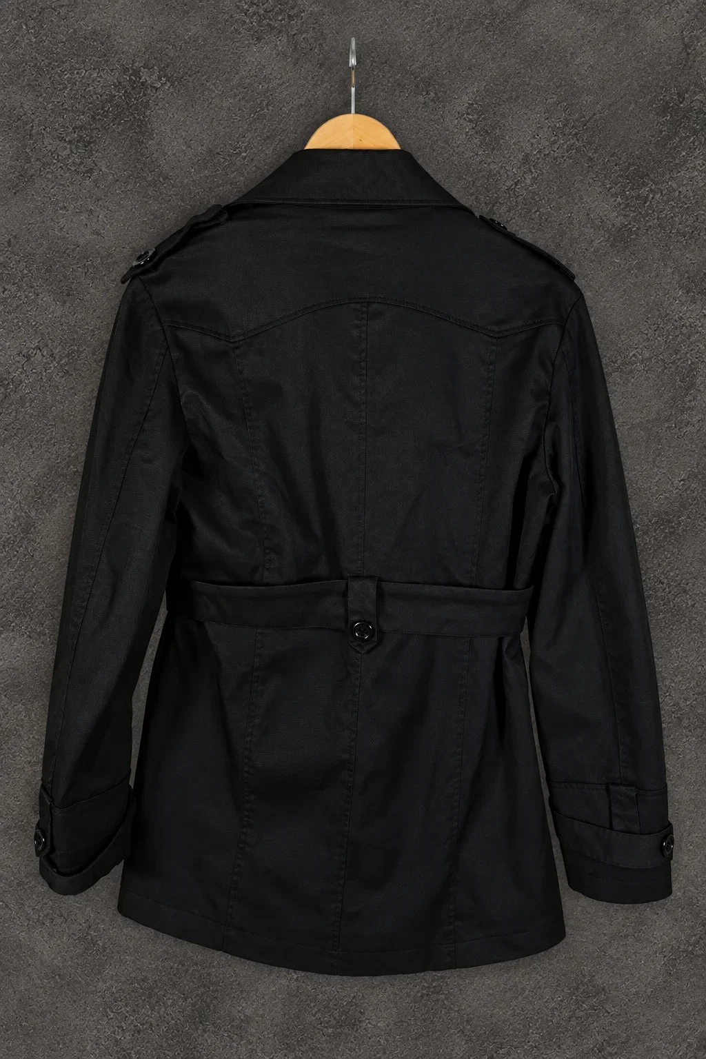 Jack & Jones – Black Double-Breasted Trench Coat with Belt - Image 2