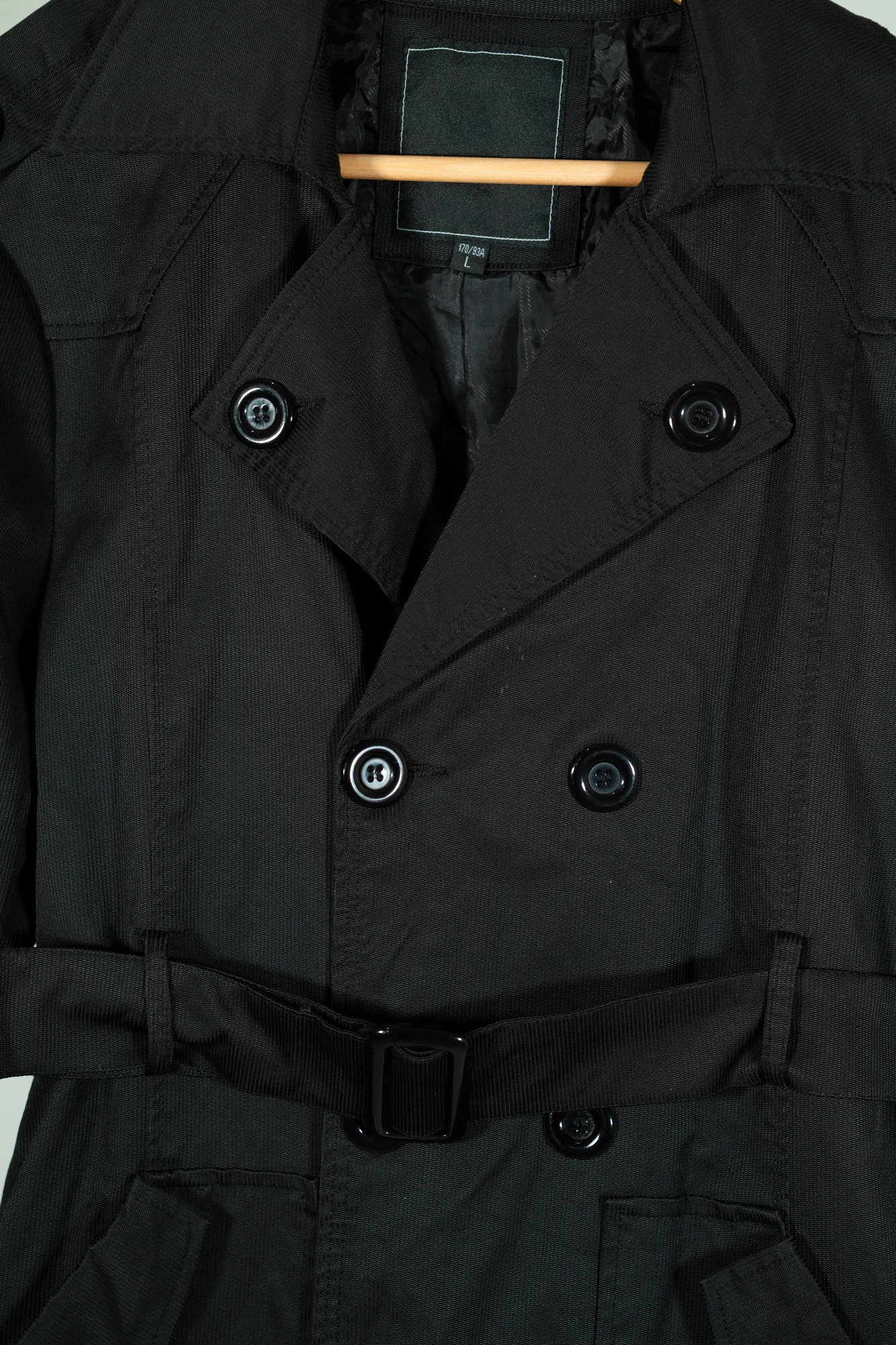 Jack & Jones – Black Double-Breasted Trench Coat with Belt - Image 3