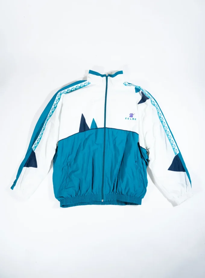 Kelme – Vintage Color Block Track Jacket White & Blue