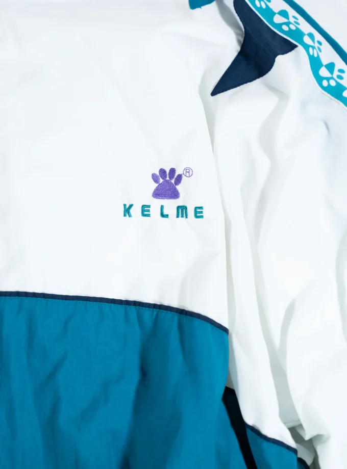 Kelme – Vintage Color Block Track Jacket White & Blue