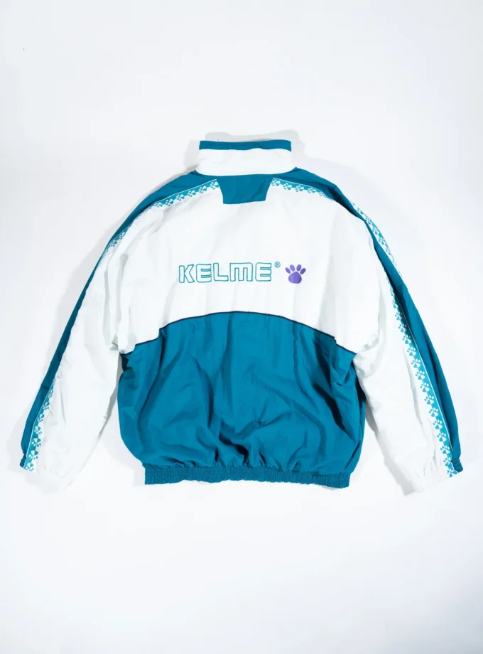 Kelme – Vintage Color Block Track Jacket White & Blue
