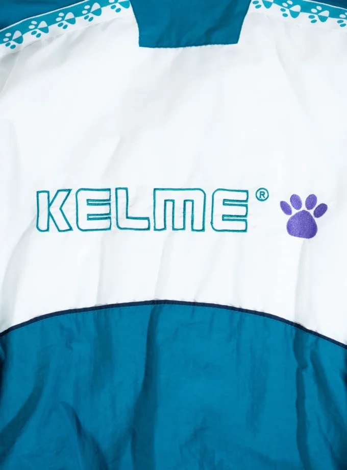 Kelme – Vintage Color Block Track Jacket White & Blue