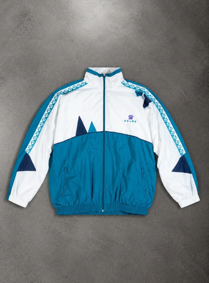 Kelme white and blue vintage-style track jacket size XL