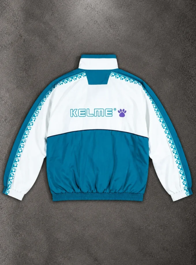 Kelme – Vintage Color Block Track Jacket White & Blue