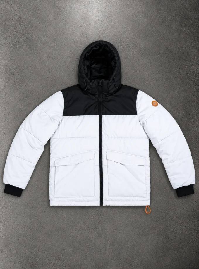 Bershka black and white hooded puffer jacket