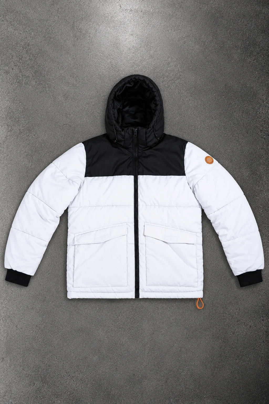 Bershka black and white hooded puffer jacket