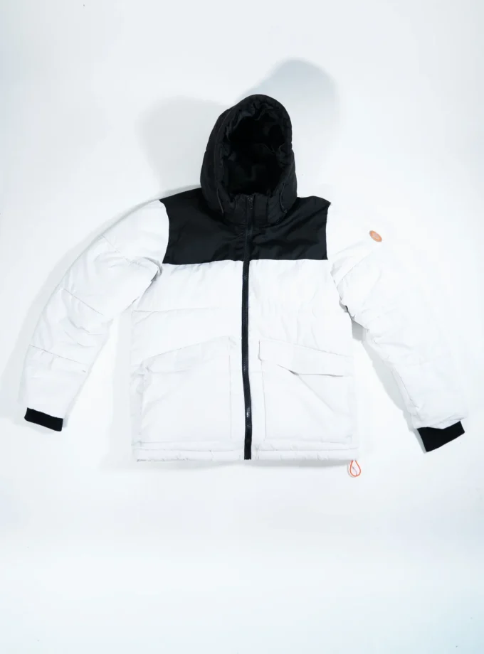 Bershka – Black & White Hooded Puffer Jacket
