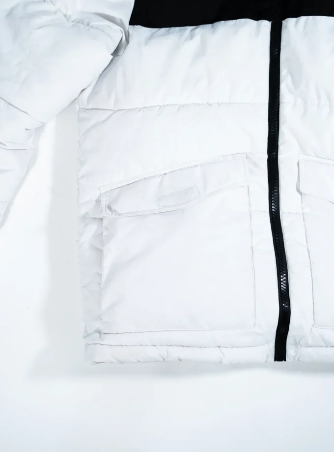 Bershka – Black & White Hooded Puffer Jacket