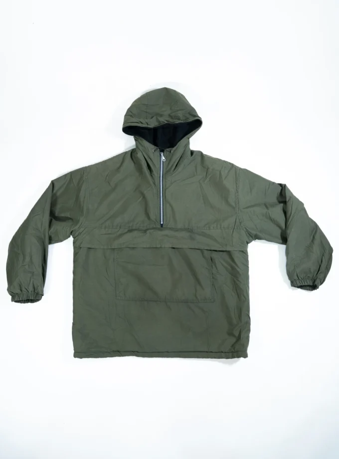 Olive Green – Hooded Half-Zip Anorak Jacket