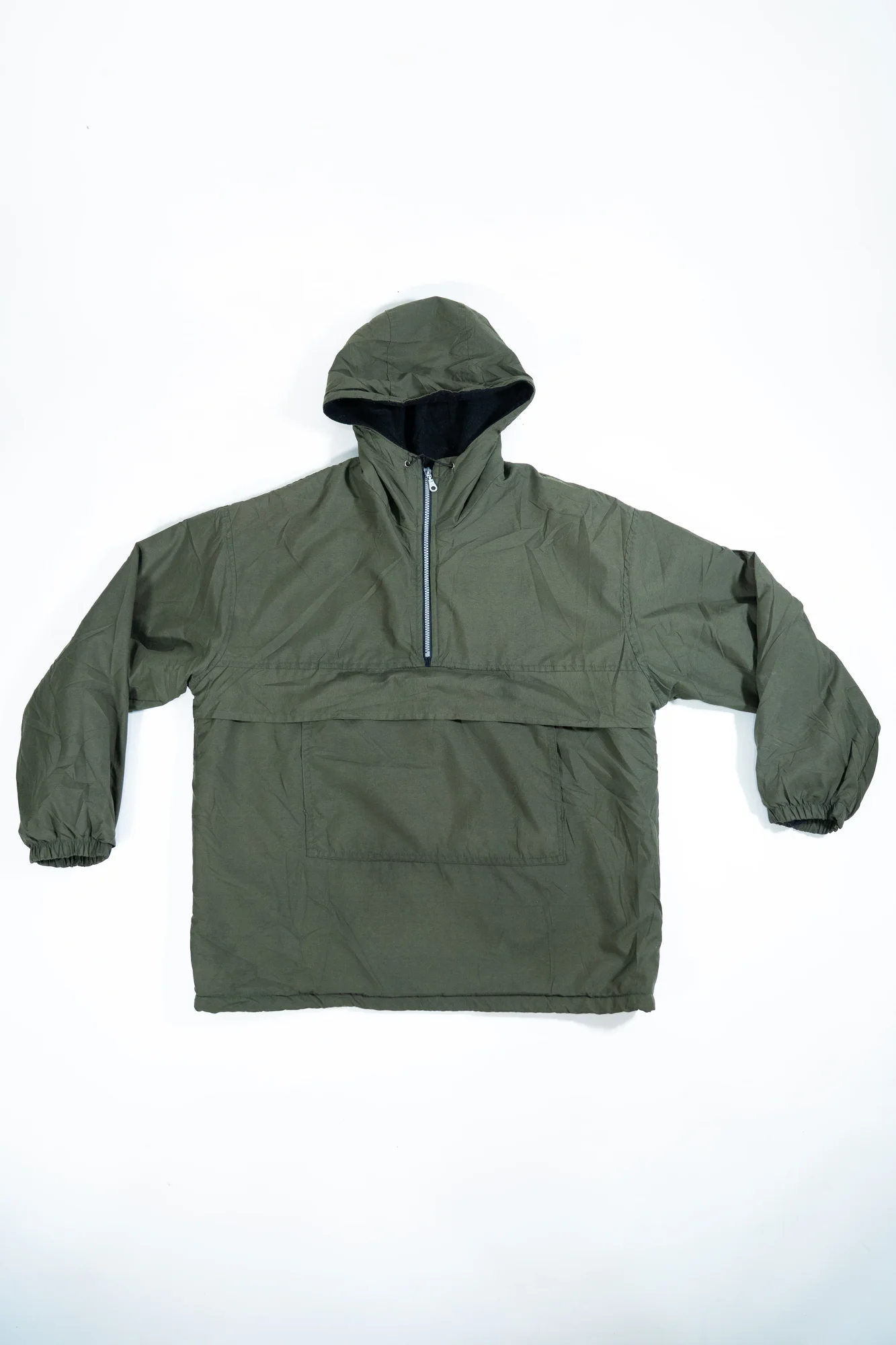 Olive Green – Hooded Half-Zip Anorak Jacket - Image 4