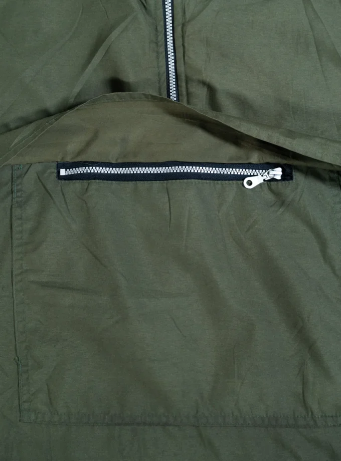 Olive Green – Hooded Half-Zip Anorak Jacket