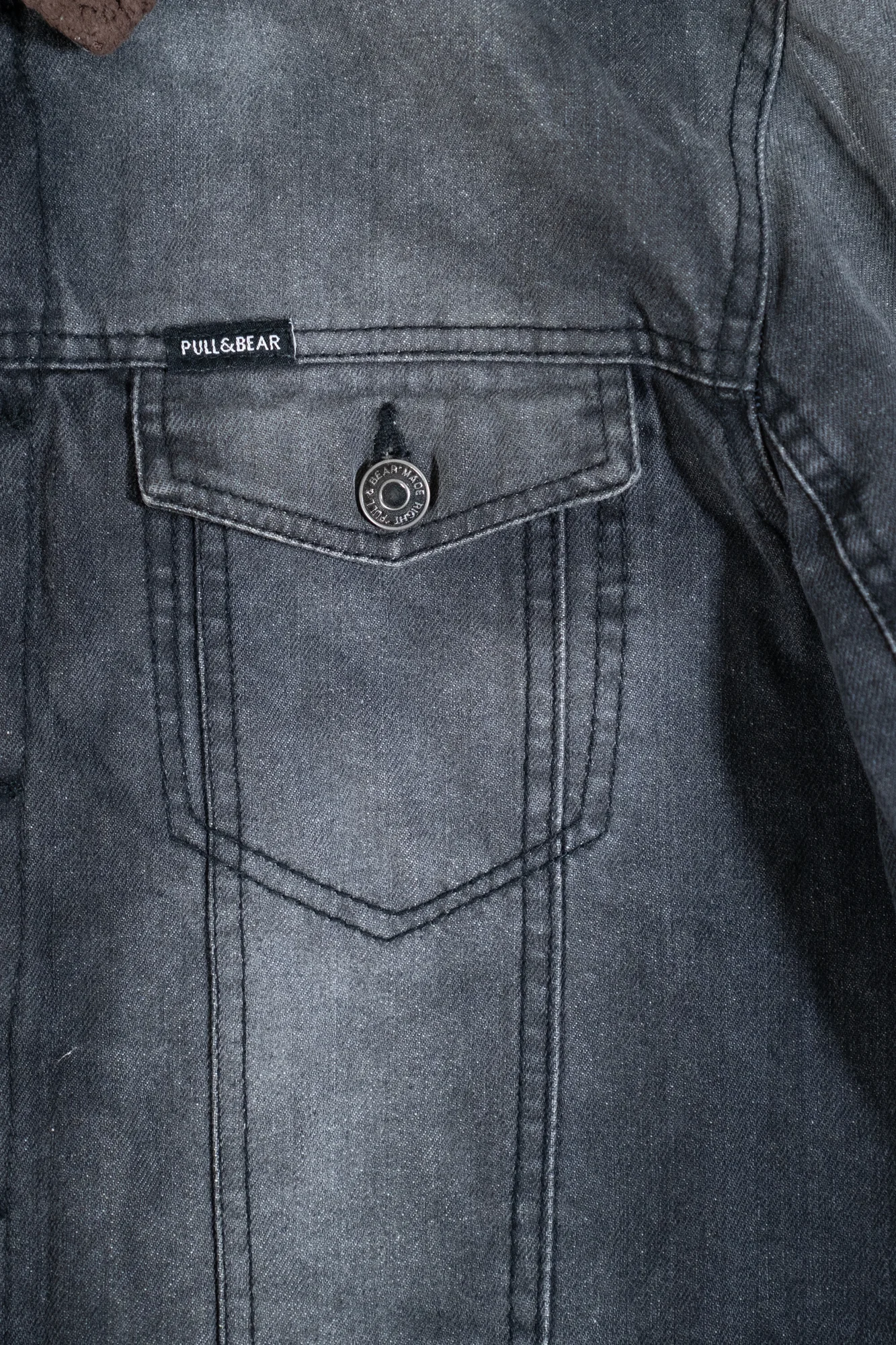Pull&Bear – Black Denim Jacket with Sherpa Collar - Image 5