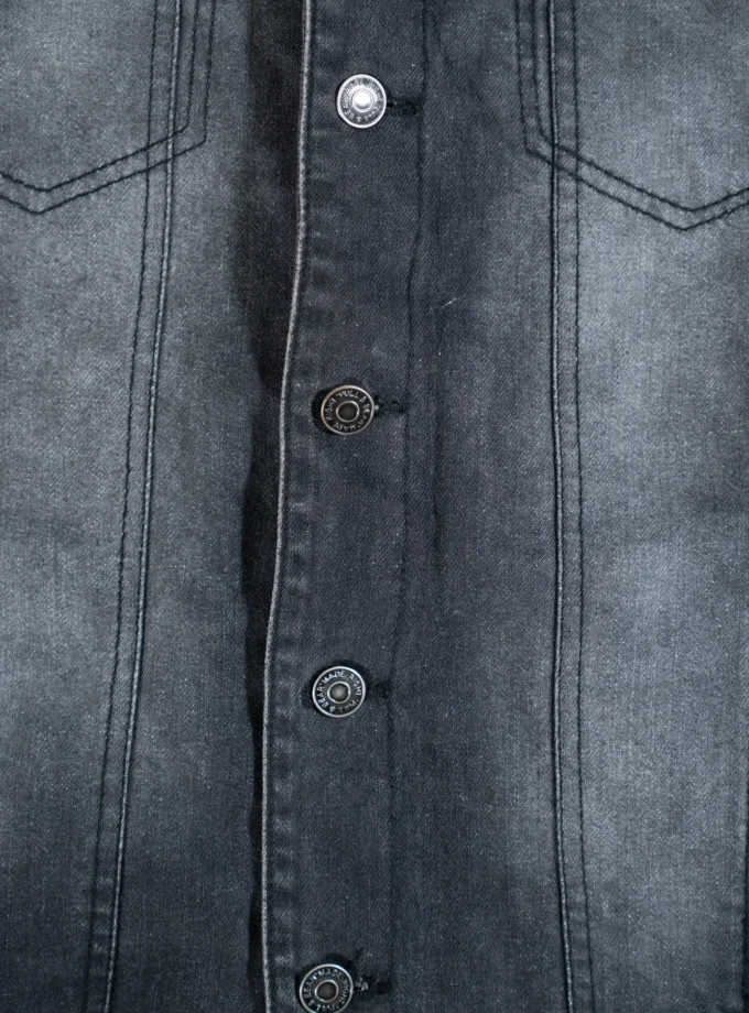 Pull&Bear – Black Denim Jacket with Sherpa Collar