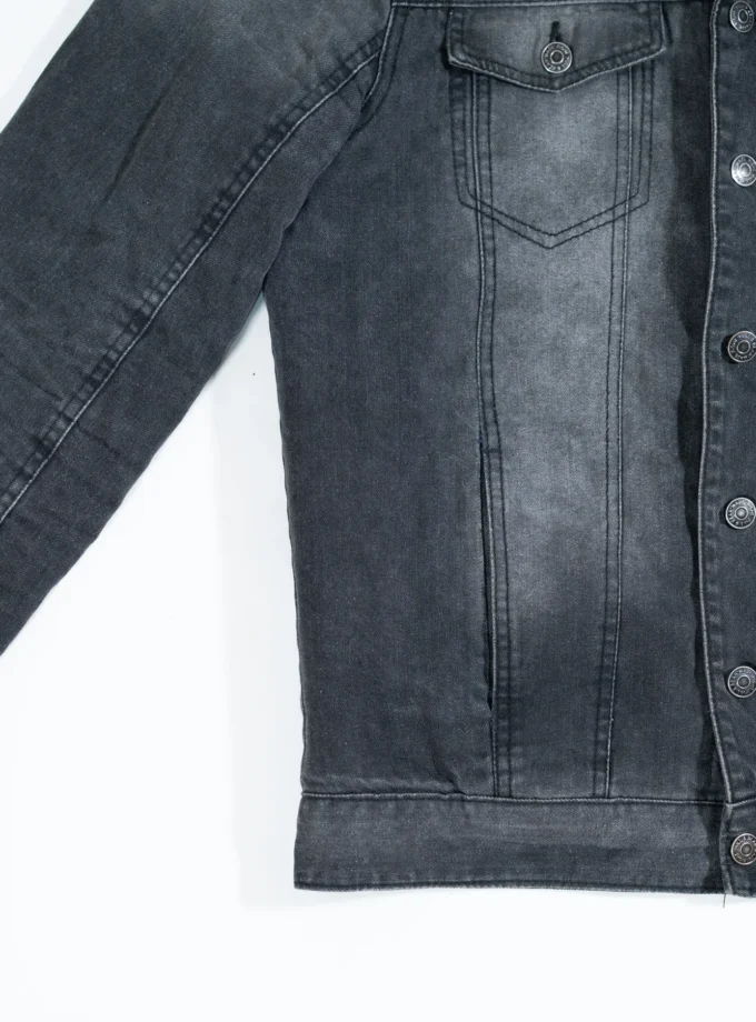 Pull&Bear – Black Denim Jacket with Sherpa Collar